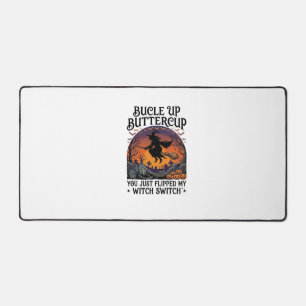 Bucle Up Buttercup Witch Switch Halloween Broom Pu Desk Mat