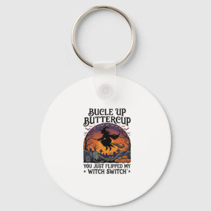 Bucle Up Buttercup Witch Switch Halloween Broom Pu Key Ring
