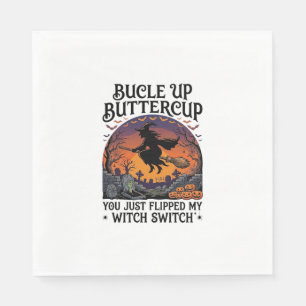 Bucle Up Buttercup Witch Switch Halloween Broom Pu Napkin