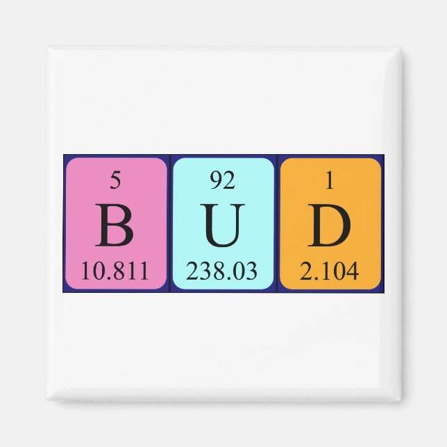 Bud periodic table name magnet (Front)