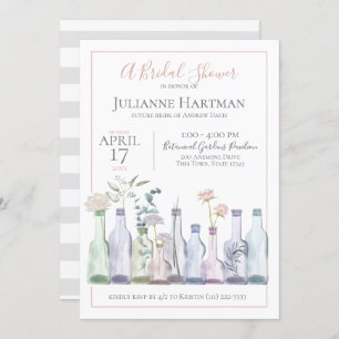 Bud Vases Botanical Wedding Shower Invitation