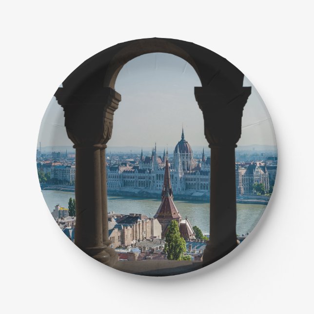 Budapest and hungarian parliament paper plate (Front)
