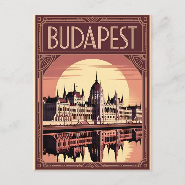 Budapest art deco vintage postcard (Front)