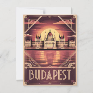 Budapest art deco vintage  postcard