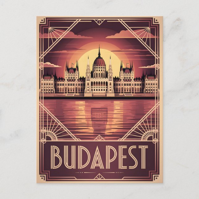 Budapest art deco vintage  postcard (Front)