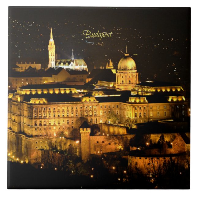 Budapest at Night Ceramic Tile (Front)