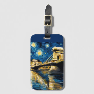Budapest by a starry night luggage tag