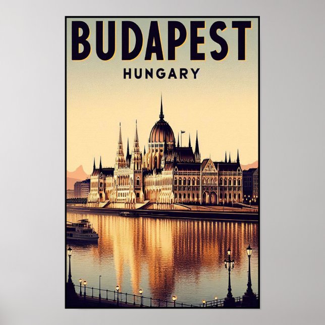 Budapest by Night – A Vintage Travel Poster (Front)