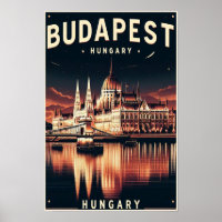 Budapest by Night – A Vintage Travel Poster