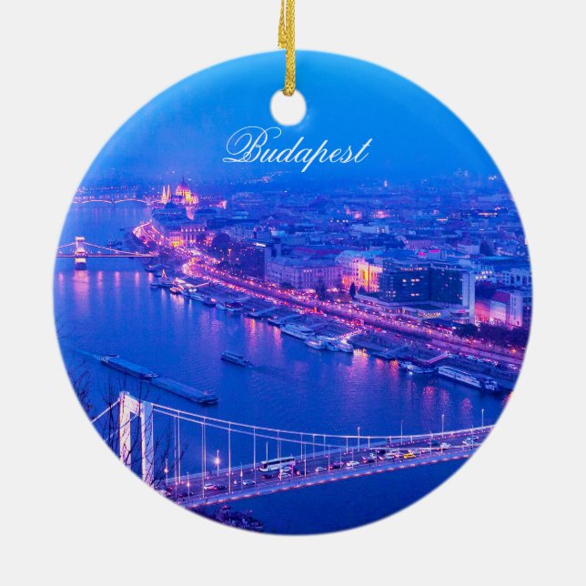 Budapest by Night Ceramic Ornament (Back)