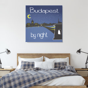 Budapest By Night, Hungary Canvas Print