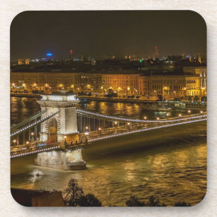 Budapest Chain Bridge at Night Coaster