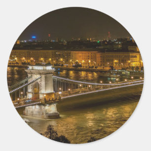 Budapest Chain Bridge Classic Round Sticker