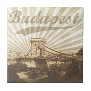 Budapest Chain Bridge Vintage Tile