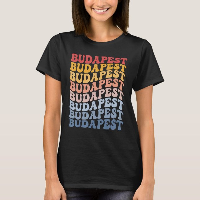 Budapest City Groovy Retro T-Shirt (Front)