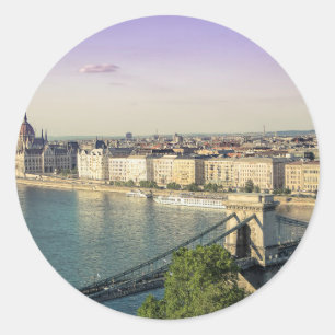 Budapest cityscape classic round sticker