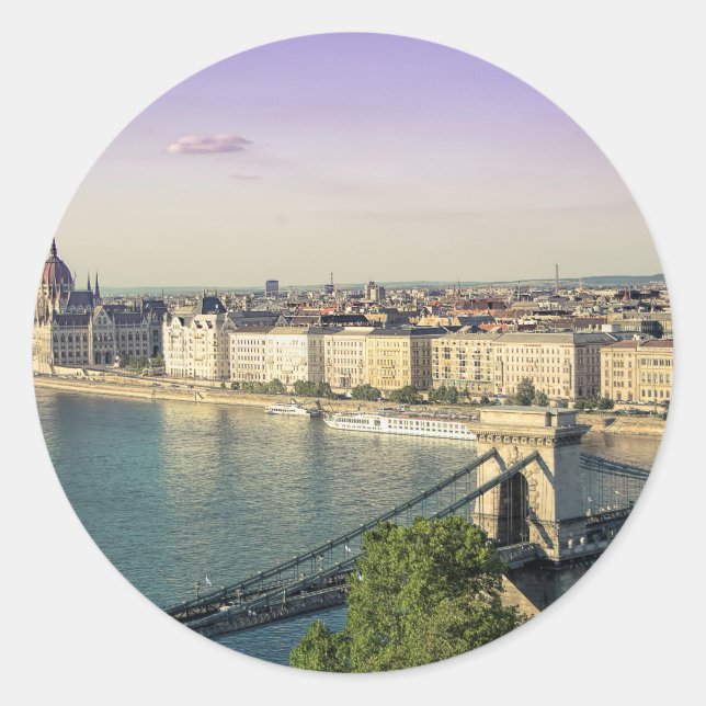 Budapest cityscape classic round sticker (Front)
