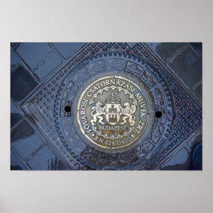 Budapest Coat of Arms on a Manhole Cover Poster
