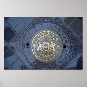 Budapest Coat of Arms on a Manhole Cover Poster