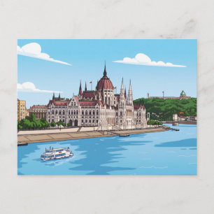Budapest Hungarian Parliament view postcard