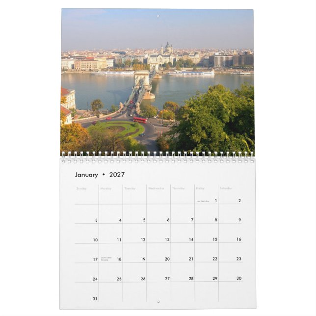 Budapest, Hungary 2013 Calendar (Jan 2027)
