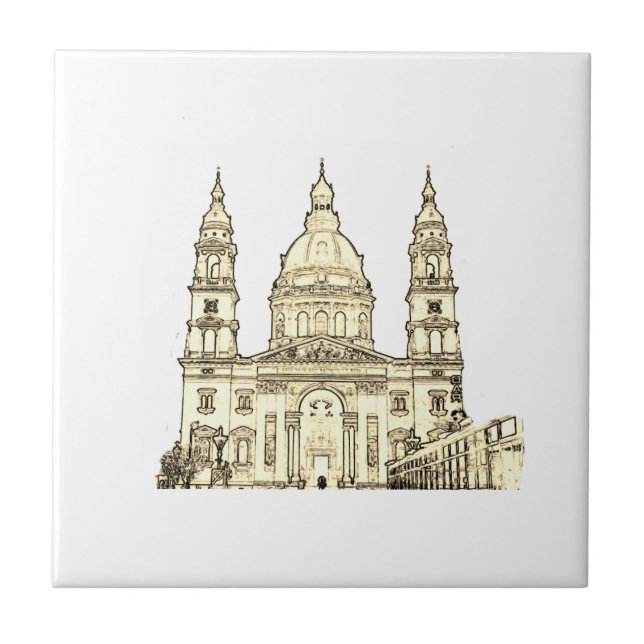 Budapest Hungary Architecture Sketch Ceramic Tile (Front)
