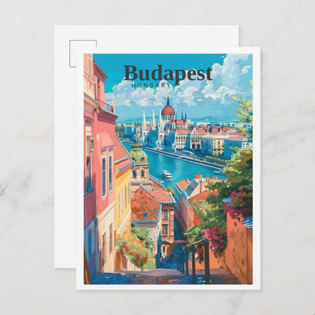 Budapest Hungary Art Vintage Travel  Postcard (Front/Back)