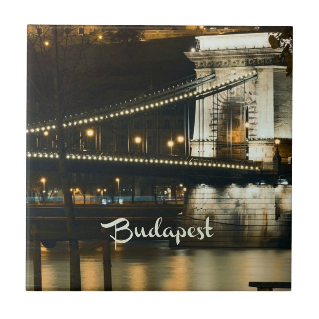 Budapest, Hungary at night Ceramic Tile (Front)
