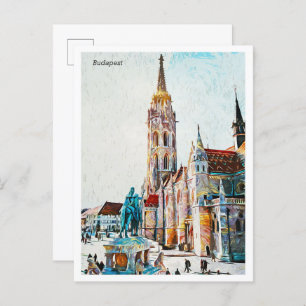 Budapest Hungary Beautiful Oil Painting City Postcard