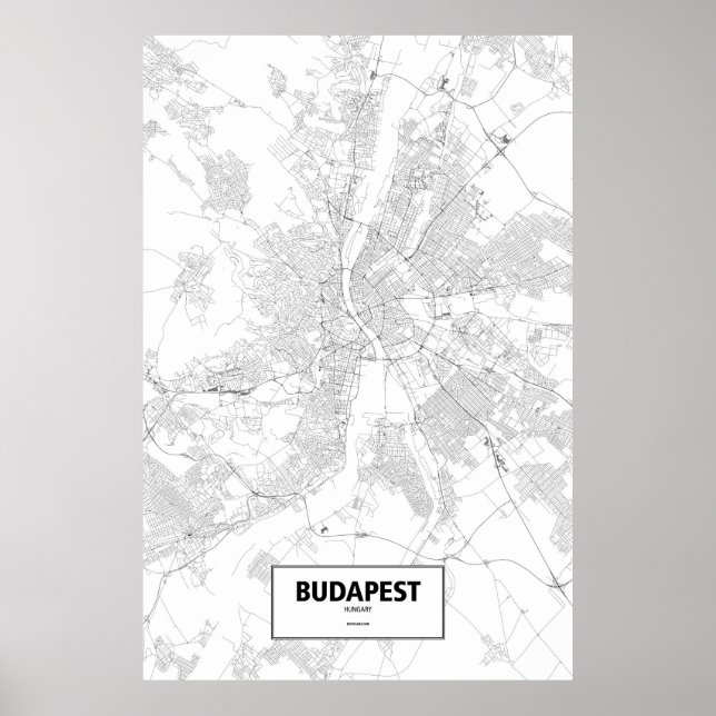 Budapest, Hungary (black on white) Poster (Front)