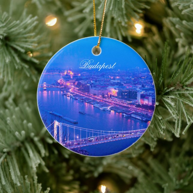 Budapest Hungary by night Ceramic Ornament (Tree)