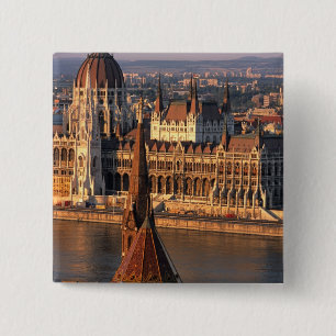 Budapest, Hungary, Danube River, Parliament 15 Cm Square Badge