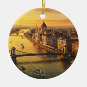Budapest Hungary Parliament Building Travel Ceramic Ornament