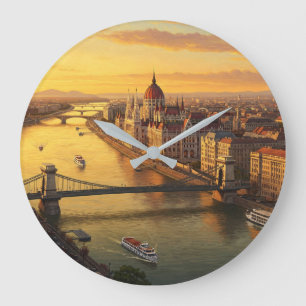 Budapest Hungary Parliament Building Travel Large Clock