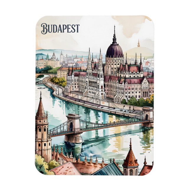 Budapest Hungary Parliament Danube River Skyline Magnet (Vertical)