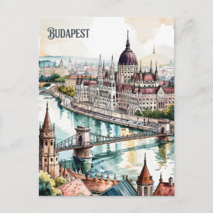 Budapest Hungary Parliament Danube River Skyline Postcard