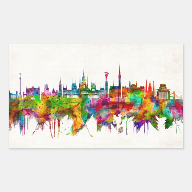 Budapest Hungary Skyline Rectangular Sticker (Front)