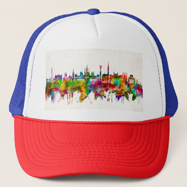 Budapest Hungary Skyline Trucker Hat (Front)
