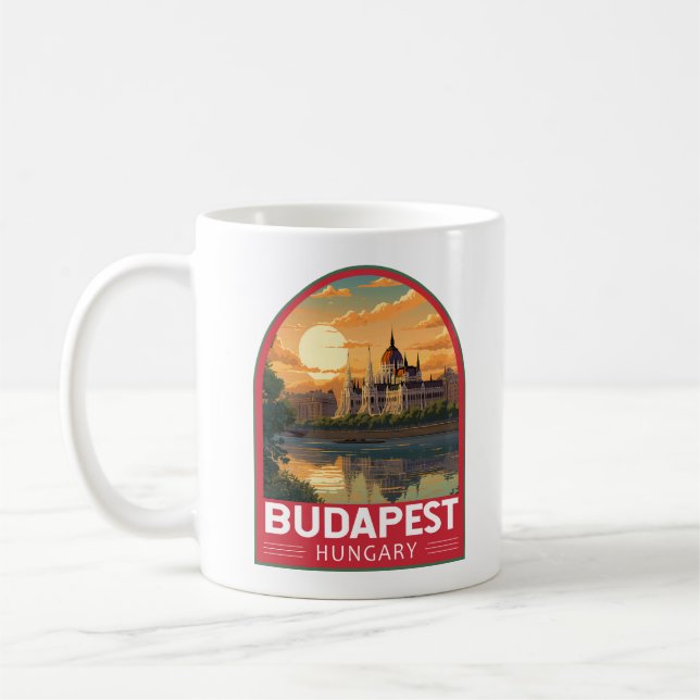 Budapest Hungary Travel Art Vintage Coffee Mug (Left)