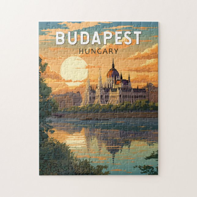 Budapest Hungary Travel Art Vintage Jigsaw Puzzle (Vertical)