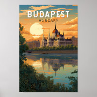 Budapest Hungary Travel Art Vintage