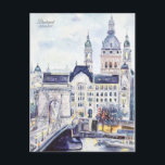 Budapest Hungary Travel art Vintage souvenir Postcard<br><div class="desc">vintage,  retro,  travel,  modern,  watercolor,  classic,  Budapest,  Hungary,  vacation, </div>