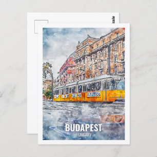 Budapest Hungary Travel Place Watercolor Postcard