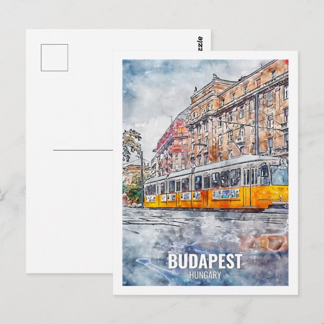 Budapest Hungary Travel Place Watercolor Postcard (Front/Back)