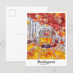 Budapest Hungary Travel Watercolor Hand Drawn Postcard