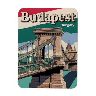 budapest hungary vintage elizabeth bridge magnet