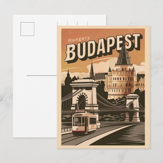 budapest hungary vintage elizabeth bridge postcard (Front/Back)
