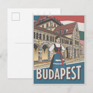 budapest hungary vintage local woman Gifts Postcard