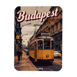 budapest hungary vintage middle city bus gifts magnet