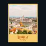 Budapest, Hungary Vintage Postcard<br><div class="desc">A retro postcard of Budapest, Hungary. The beautiful parliament building in Budapest looks over the Danube River. This design makes a great souvenir for those who have already taken a trip to this jewel of Hunary or those who are dreaming of their Hungarian trip. This vintage postcard is fully customisable...</div>